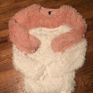 2 girls fluffy sweaters